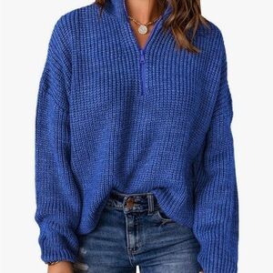 Dokotoo Womens Navy 1/4 Zip Sweater